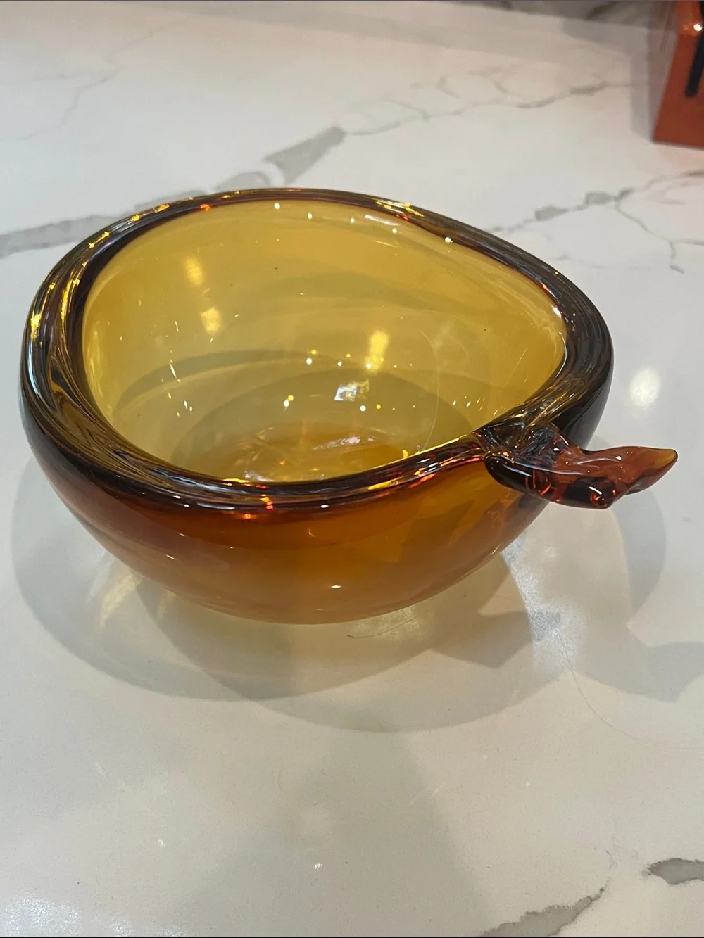 Shannon Crystal Thick Amber Glass Vase Bowl